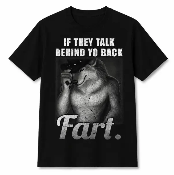 Funny Wolf T-Shirt, If They Talk Behind Yo Back Shirt, Savage Quote Graphic Tee, Wolf Meme Shirt, Funny Animal Shirt, Unisex Graphic T-Shirt