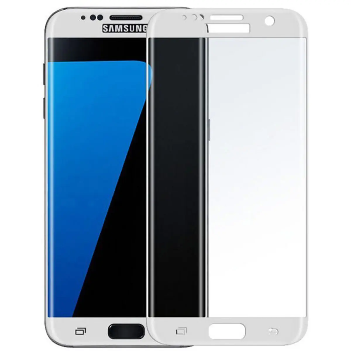 BlooPro Clear Premium Tempered Glass Screen Protector with White Rim for Samsung Galaxy S7 Edge Smartphone