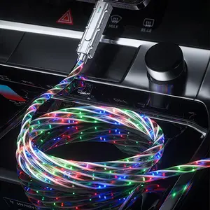 LED light-emitting Type C fast charging cable, blue,multi-color RGB starry sky light,e-sports RV atmosphere light,USB A to USB C,for iPhone 17 Pro Max/16/15 Plus/14/13/12/11/Pad/Galaxy S25/S24/S23Pixel 10/9/8 Android phones tablets, Lighting Cable