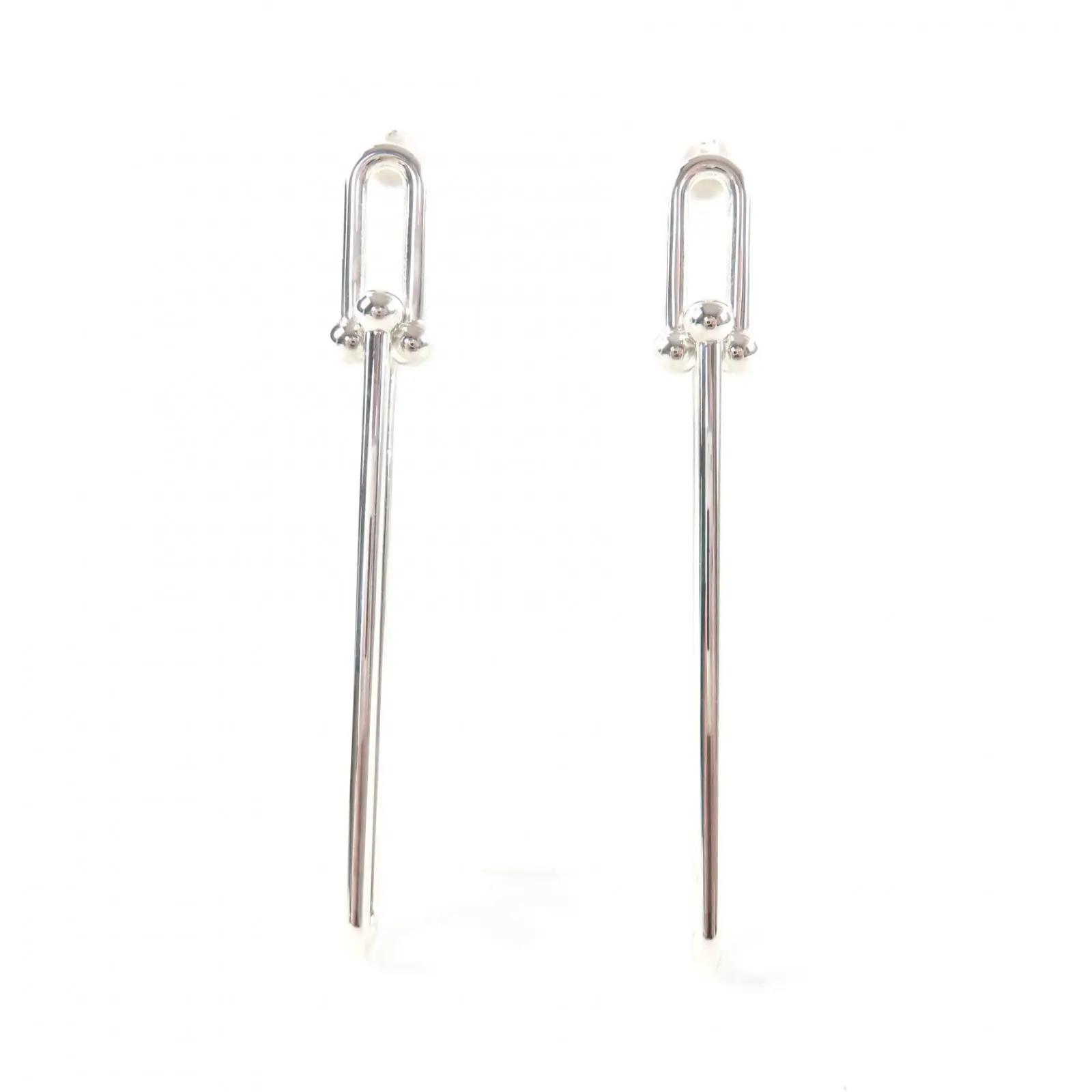Pre-owned Tiffany & Co. Sterling Silver 925 (Ag925) Small Leather Goods Silver Long Link Earrings