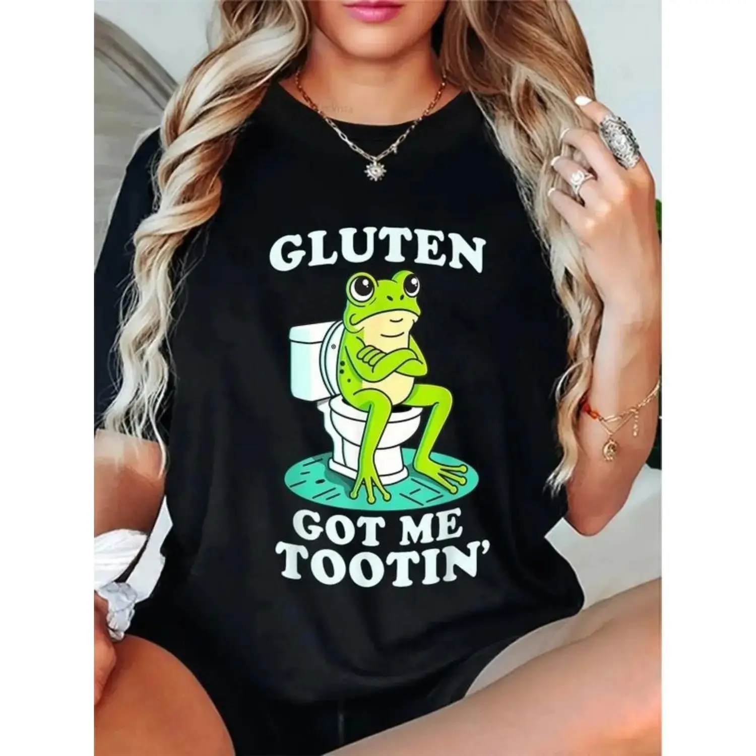 Women's 100% Cotton Short-Sleeve Casual Streetwear T-Shirt, Unisex Top Highlighting Gluten Intolerance Awareness, Shortsleeve, Tshirt, Crew Neck