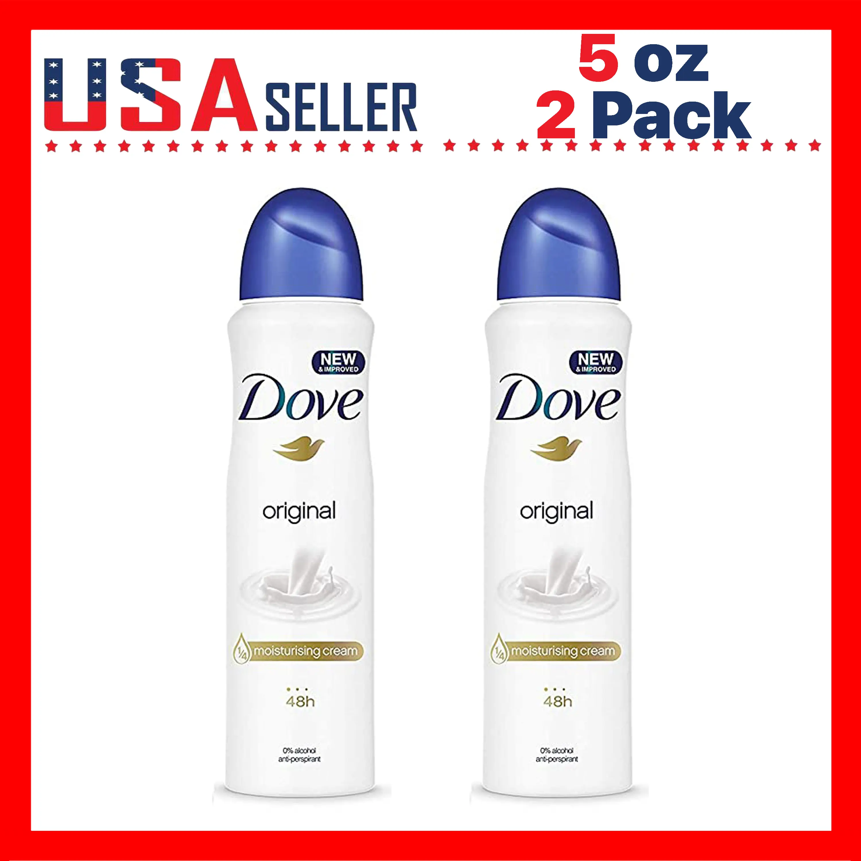 Dove Original Aerosol Spray Deodorant 150ml / 5.07oz x [2 Pack] – Fresh Clean Scent, 48H Odor Protection, Alcohol-Free Antiperspirant Body Spray with 1/4 Moisturizing Cream, Gentle Daily Underarm Care for Men & Women, Smooth Soft Skin