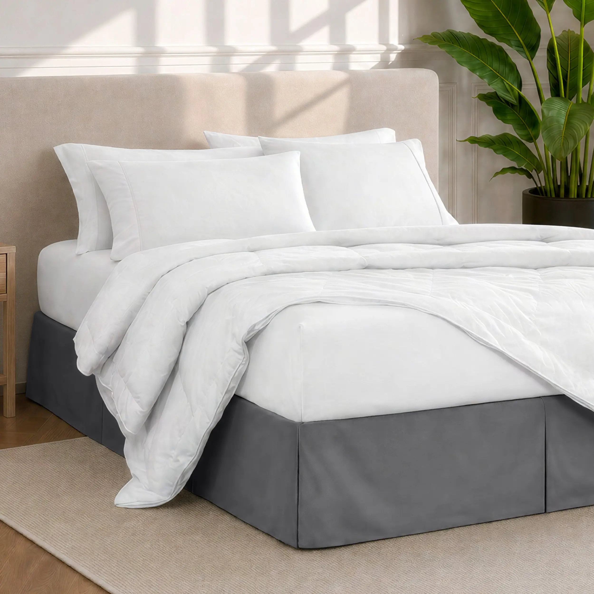 Bare Home Tailored 15" Pleated Bed Skirt - Clean & Simple Design for Polished Bedroom Look - Machine Washable, Easy Care Black Bed Skirt, Bed Skirts Clean & Simple, Black Bed Skirts