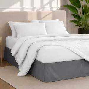 Bare Home Tailored 15" Pleated Bed Skirt - Clean & Simple Design for Polished Bedroom Look - Machine Washable, Easy Care Black Bed Skirt, Bed Skirts Clean & Simple, Black Bed Skirts