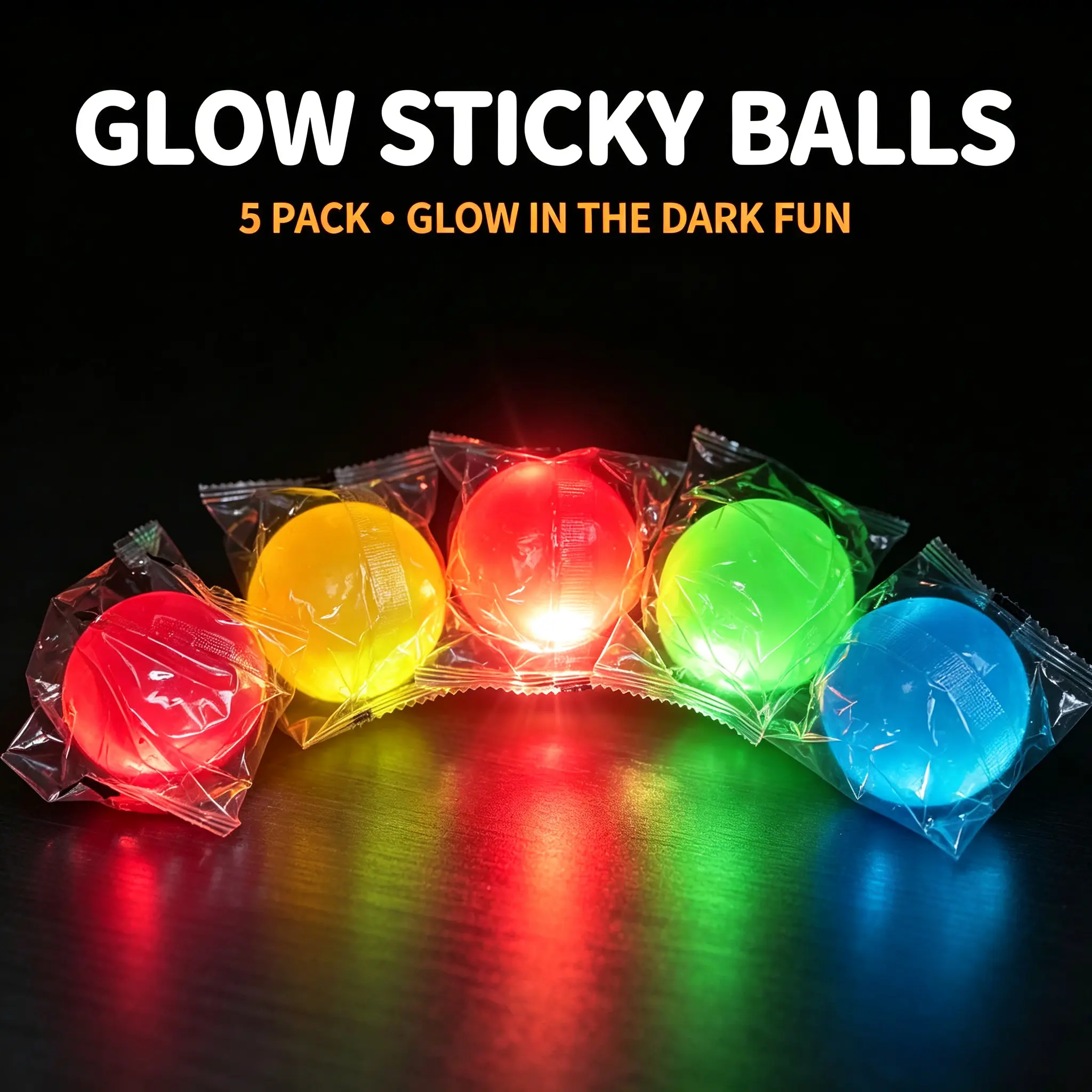 Glow Sticky Balls 5 Pack Pastel Glow - Perfect for Decorative Use