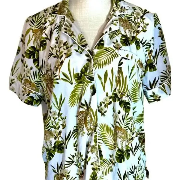 Cynthia Rowell Cheeky Cheetah Vintage 2 Piece Pajama Set Size Medium*