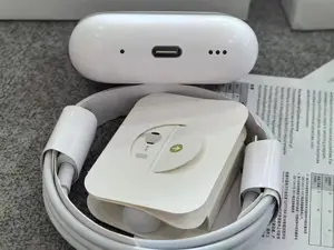 For pro 2 C-type Wireless Bluetooth (TWS) earbuds with built-in microphone and noise cancellation, touch controls, comfortable in-ear design with fast charging case, compatible with iPhone, white.