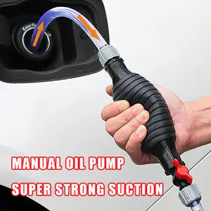 Manual fuel pump, manual fuel transfer pump, siphon pump, suitable for gasoline, water oil, diesel siphon fuel manual pump, with 1 3-meter-long PVC hose and rubber ball