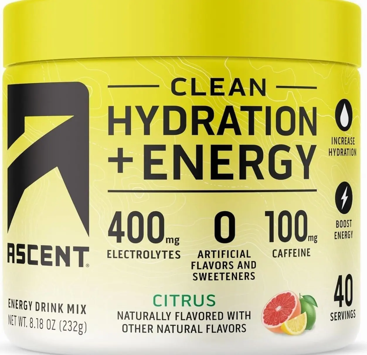 ASCENT Citrus Hydration Plus Energy, 8.17 OZ