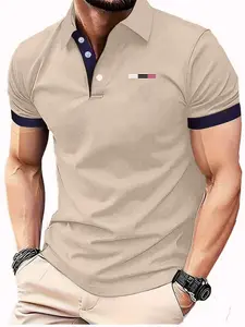 Men's Summer Casual Short Sleeve Fitted Printed Design Polo Shirt, Golf Style, Workplace/daily/golfing, Classic Gift for Husband/father