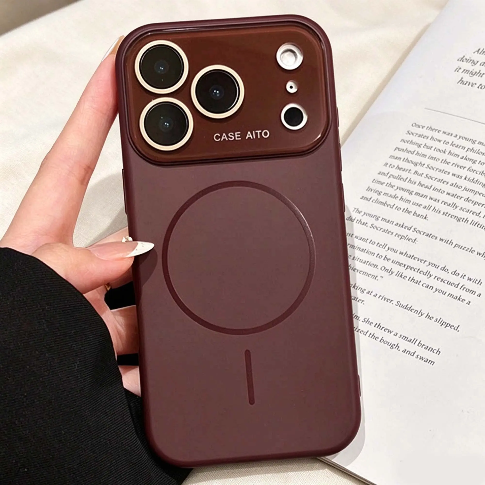 Matte Frosted Liquid Silicone Phone Case with Protector - Shockproof, Camera Lens Protection, MagSafe Compatible, Customized Solid Phone Accessories for iPhone 18 Pro Max 17/16/15/14/13 Pro Max HL