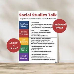 Social Studies Talk Anchor Chart | Laminated History Poster | Social Studies Classroom Decor | History Posters