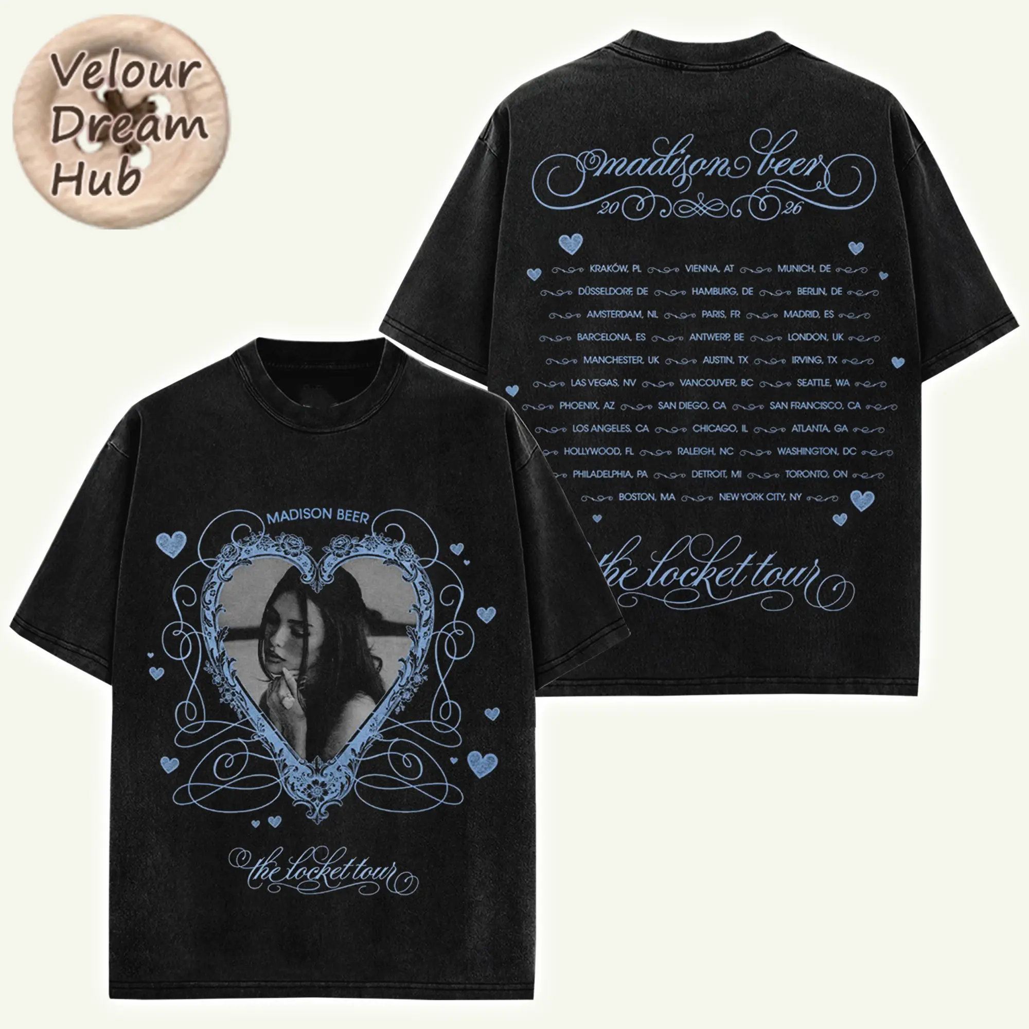 Madison Beer V6 - The Locket Tour 2026 Album Shirt  Vintage R&B Graphic Tee Locket Album Merch Streetwear Unisex Cotton Shirt Music Fan Gift for Madison Lovers