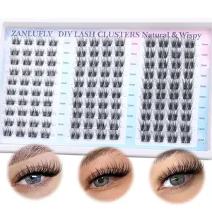 Natural Drifting Eyelash Clusters, Anime Lashes, Pointed Individual Extensions, C Curl Single Root, 10-14mm Bottom Lashes, DIY Home Use, 120pcs