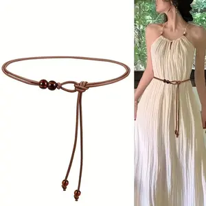 Women's Adjustable Waist Belt with Beaded Design, Slimming Belly Control Skirt Accessory, Fashionable & Durable, Perfect for Dresses & Jackets, Casual Dress Belt