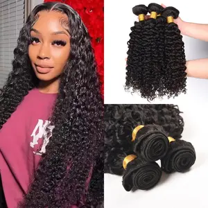 Brazilian Kinky Curly Hair 3 Bundles Natural Colored Human Hair Weaving Remy Hair Bundles