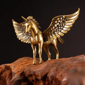 Vintage Brass Fantasy Pegasus Statue 1pc - Decorative Double-Winged Mythical Horse Art Piece for Home, Office, Cafe - No Electricity Needed - Perfect for Christmas, Halloween, Hanukkah, New Year Room Ornaments Antique