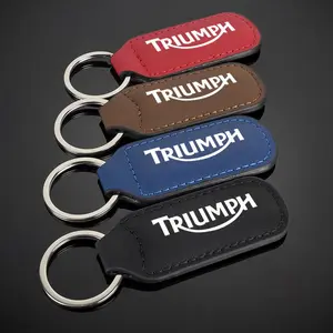 PU Leather Motorcycle Emblem Keychain, Auto Logo Keyring for Gift, Friend Woman Man Key Fob Pendant, Auto Accessories for Triumph Models
