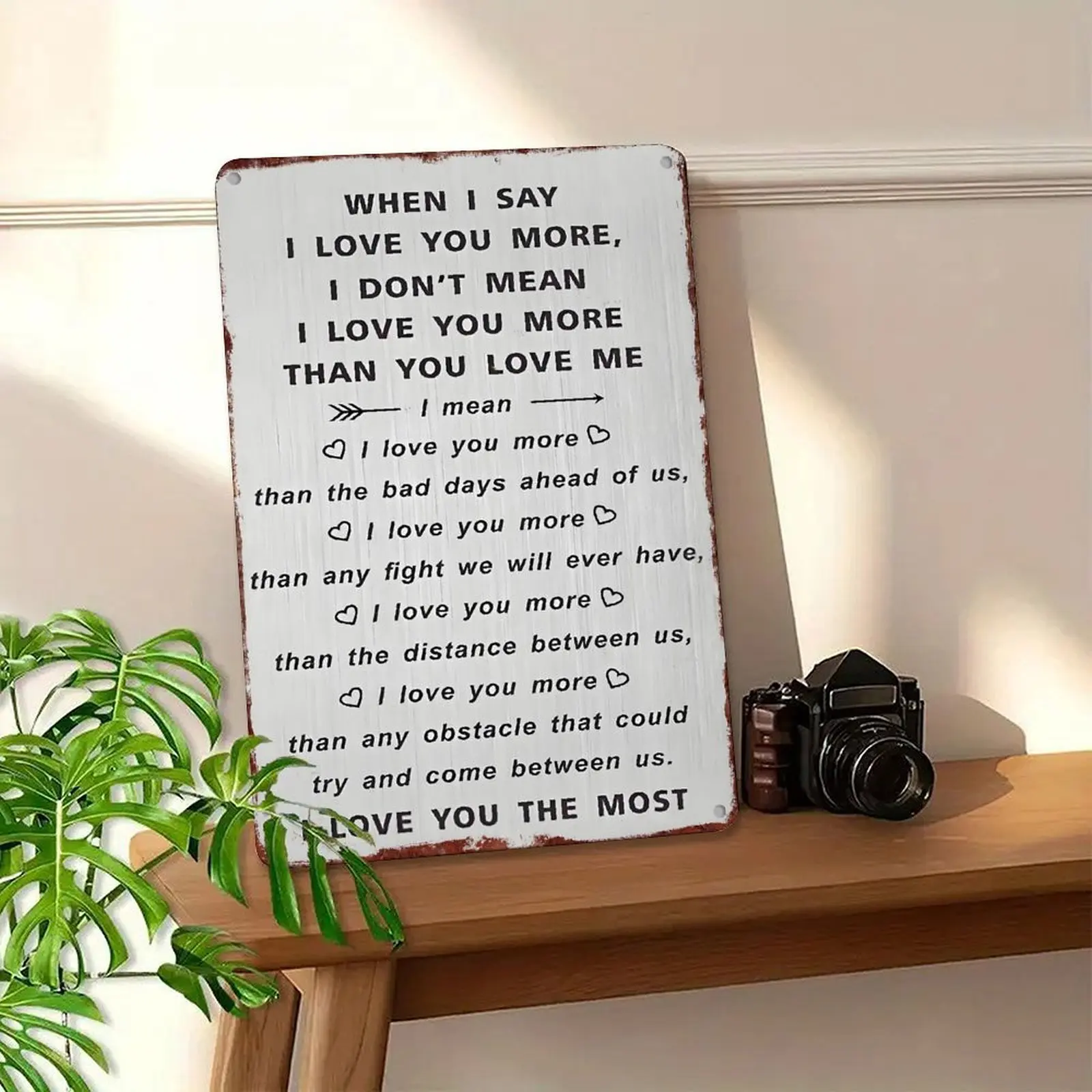 Rustic Aluminum Personalized Love Plaque - "I Love You The Most" Couple Quote, Rustic Farmhouse Design, 12"x8" Home Decoration, Ideal Plaque Gift for Husband and Wife, Valentine's Day Present,summervibes Front Porch Sign Yard Sign