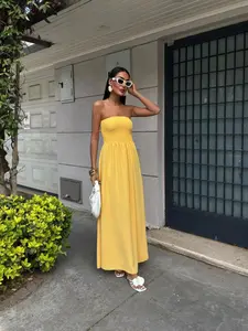 Summer Fashion Solid Color One Shoulder Halter Long Dress for Women, Waist Cinching Maxi Dress, Stylish and Elegant Ladies' Clothing