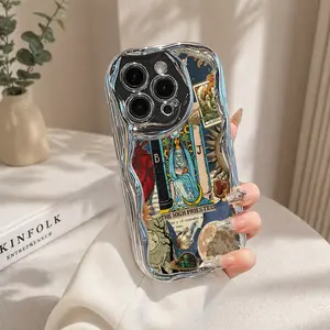 New 2D Electroplated Shell Design Featuring a Mysterious Collage Pattern of The High Priestess, Personalized And Irregular, Suitable for iPhone 17 Air 16 15 14 13 12 11 Pro Max Plus