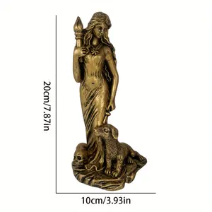 Hekate Golden Magic Witch Goddess Statue - Resin Outdoor Decor, Freestanding Altar & Nature Goddess Figurine Ornaments