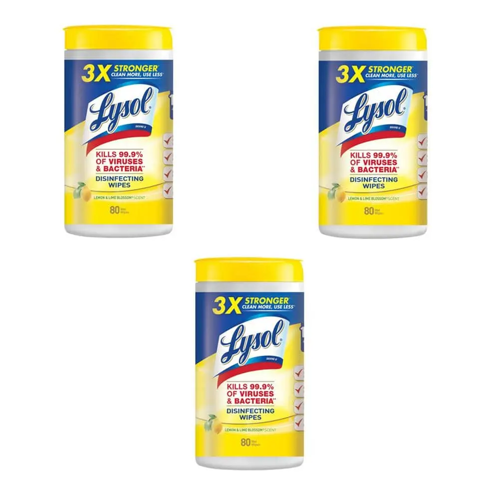 Disinfecting Wipes, Cleaning Supplies, All Purpose Cleaner, Multi-surface, Lemon & Lime Wipes, 80 Count (3-Pack)