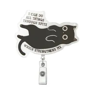 Cute Cat Design Badge Holder, Animal Shaped Badges, 1 Count Retractable Badge Clip, ID Card Holder for Student Office Staff Doctor Nurse Teacher