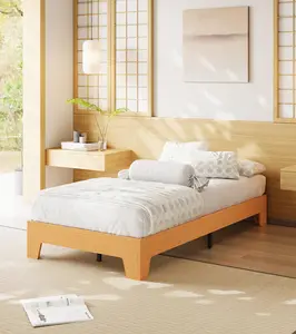Garvee Twin Size Wood Bed Frame with Strong Wooden Slats, Platform Nature Design, No Box Spring Needed, Minimalist and Contemporary Bedroom Furniture, Easy Assembly