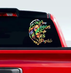 lion Con Dios todo es posible Sticker Adhesive Vinyl Decal car vehicle sticker mexicano