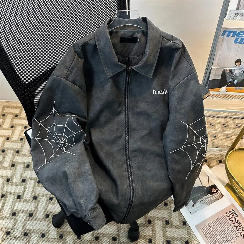 European and American High Street Spider Embroidered PU Leather