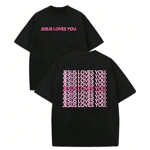 JESUS LOVES YOU Shirts for Men/Women Religious Tees Jesus Faith Acid Wash T Shirt God Top - Double-Sided Printing