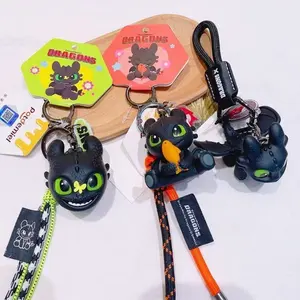 How to Train Your Dragon Toothless Glow-In-The-Dark Keychain 3-Piece Set, Features dragon roar sound, Glowing Eyes, Moving Wings, Ideal for car interior decoration, backpack keychain, home decor, birthday or Christmas gifts Perfect presents for friends