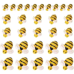 30Pcs Tiny Resin Bumble Bee Small Plastic Flatback Decor Embellishments for Art Crafts Birthday Party Table Decoration