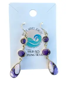 Kingman Violet Dahlia Solid 925 Sterling Silver Earrings