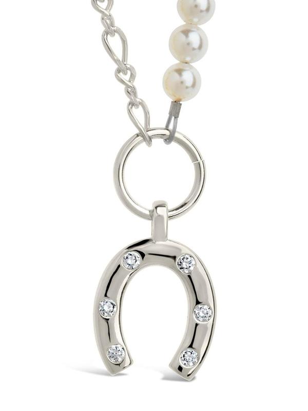 Elva Pearl CZ Horseshoe Necklace
