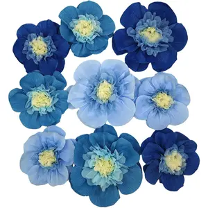 9 Pack Ombre Blue Crepe Paper  for Wedding Arch,  Wall Birthday Engagement Party,  Shower Decorations and Photo Booth Backdrop