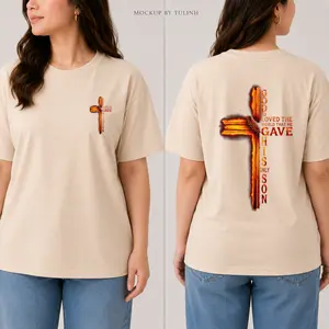 God So Loved The World Christian Shir Bible Verse Back Print Tee, Jesus Cross Faith Graphic Apparel, Summer Patriotic 100% Cotton Unisex Top
