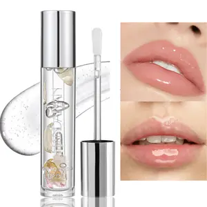 HANDAIYAN Clear Flower-Infused Lip Oil - Glossy & Shimmer Dual Finish, 2-in-1 Lip Gloss & Lip Care, Long-Lasting Hydration & Moisturizing, Perfect for Daily Commute/Bare Face/Dates