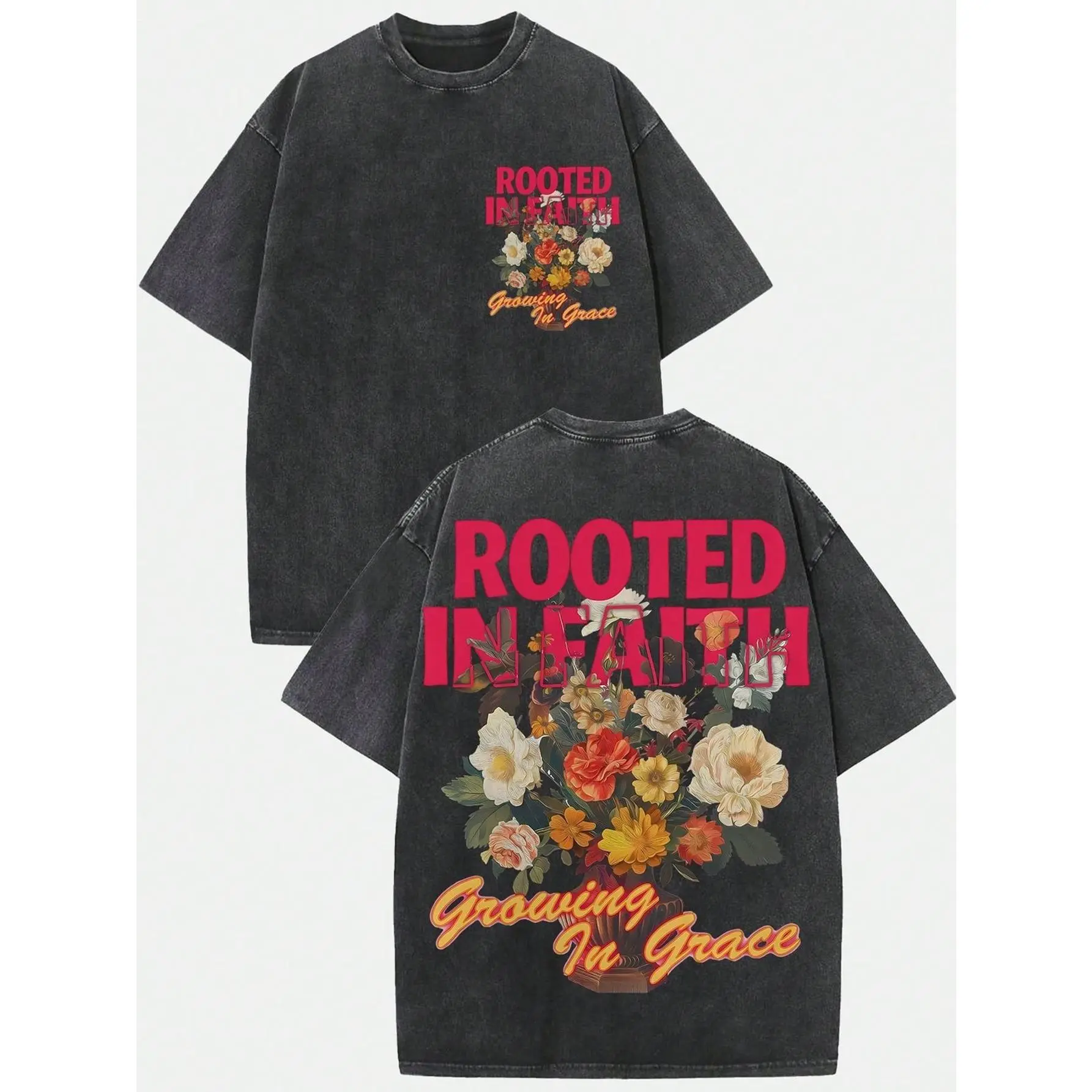 Women'S Vintage Washed 230gsm Heavyweight T-Shirt |     Soft Crew Neck Short Sleeve with Retro Graphic & Letter Print, Casual Summer Top, Breathable Tee