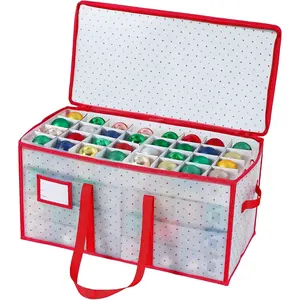 Portable  Christmas Decoration Ball Storage Box - Stores 128 Ornaments, 3-inch Balls, 8  Layered Trays, Foldable for Easy Access