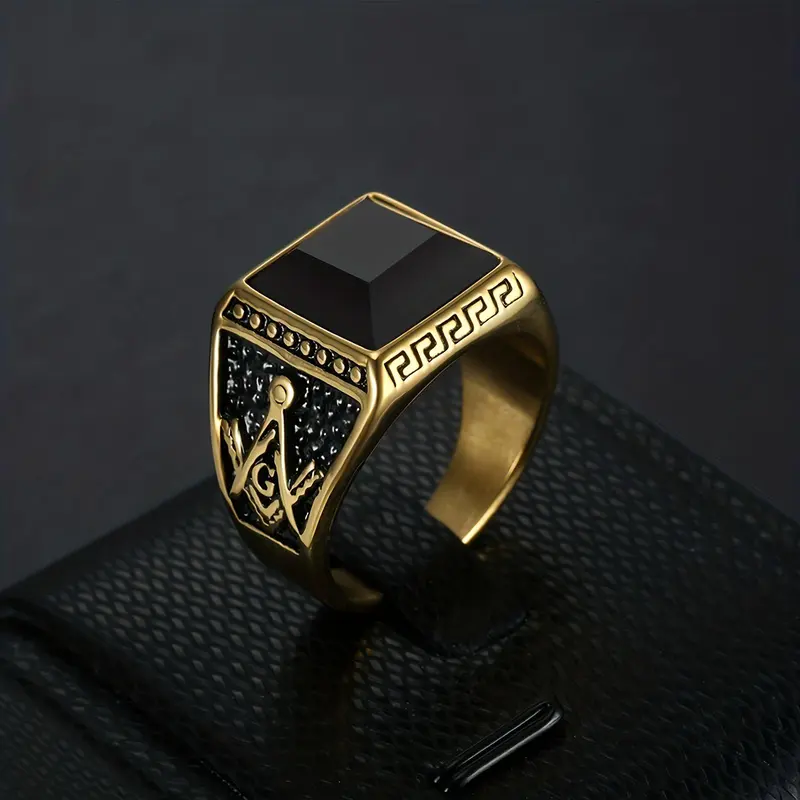 Men's European-American Style Stainless Steel Ring with Metal Coating, 1 Pc Exquisite Trendy Cubic Zirconia Casual Wear Male Costume Jewelry Accessory - Simple Elegant Contemporary Statement Alternative
