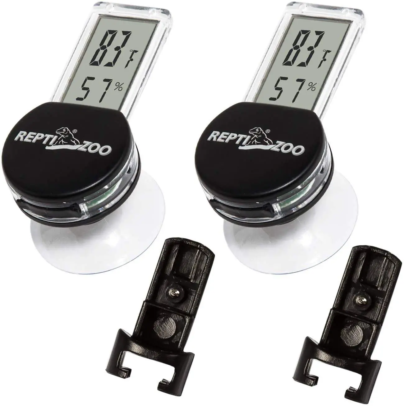 2 Pack Reptile Terrarium Thermometer Hygrometer Digital Display Pet Rearing Box Reptiles Tank Thermometer Hygrometer with Suction Cup