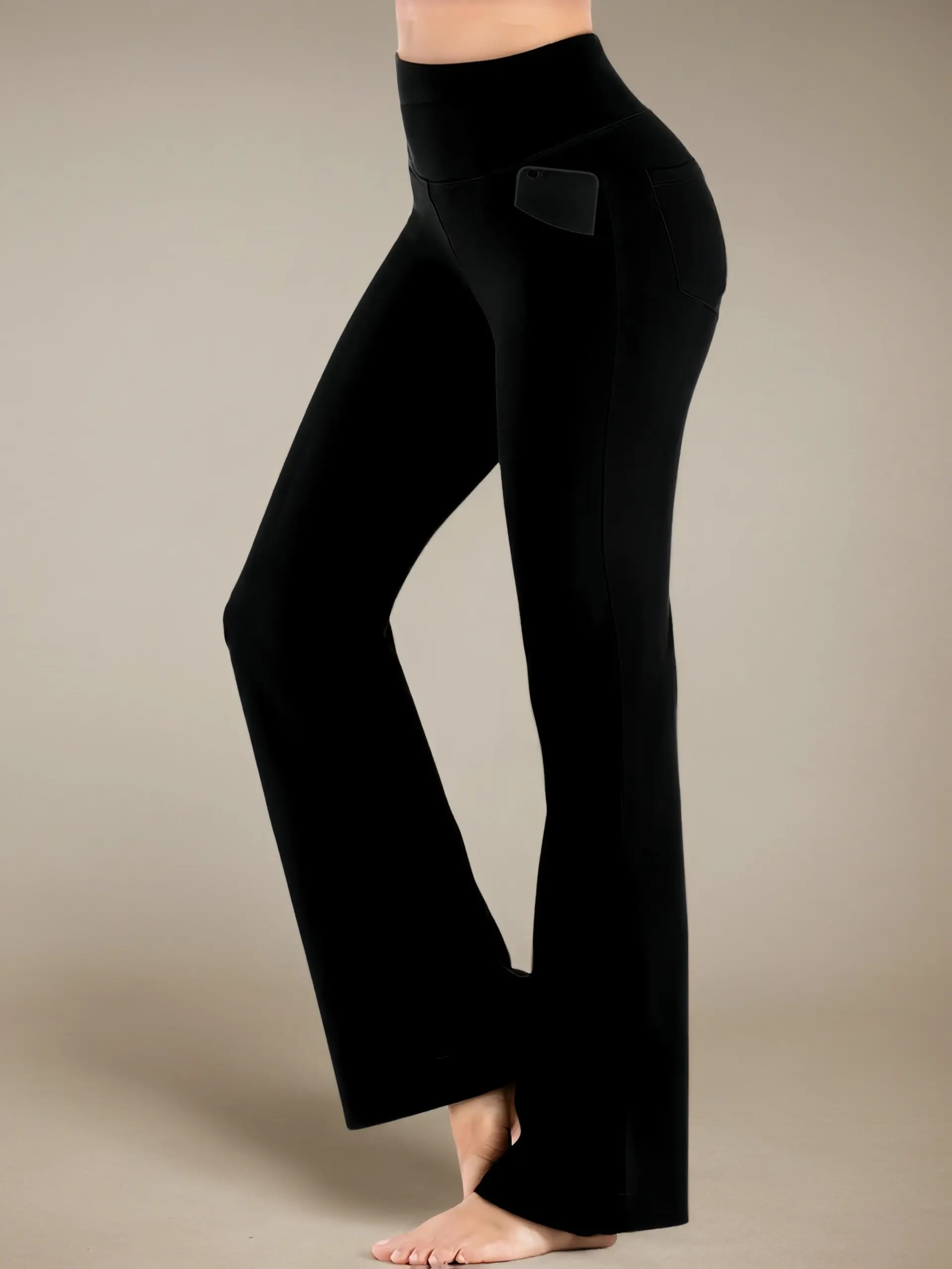 Women's High-Stretch Twill Knit Skinny Leggings with Pocket - Plain, Sporty Chic, Cropped Gym Workout Sportswear, Compression Yoga Pants, Fitness Gym Exercise Activewear Athletic Bottoms, Fitness Pants, Knit Athletic Pants