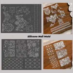 Silicone Nail Art Mold Lace Embossed Flower Heart Bow DIY High Transparency Manicure Decoration Tool Nail Art Accessories