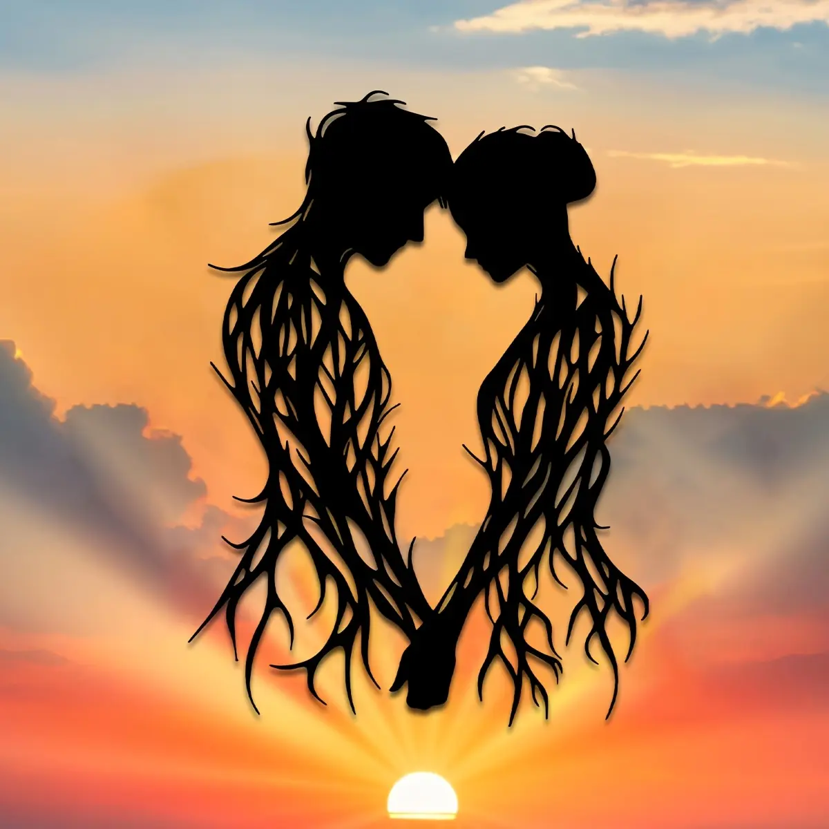 Couple Durable Metal Art Wall Decor, Romantic Couple Sculpture, Home Garden Balcony Decoration, Unique Artistic Couples' Wall Art, Perfect Gift Idea
