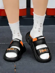 1 Pair of Men's Plus Size 2-Way Slides: Shock-absorbent & Comfortable, Massage Particle Footbed, Adjustable Heel Strap, Ideal for Men's Daily Streetwear in Summer