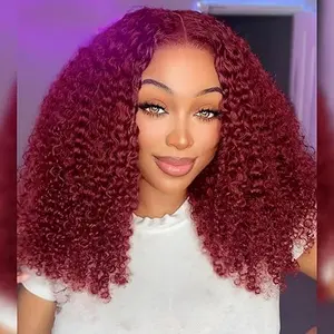 【20inch】ISEE HAIR Wear Go Kinky Curly 99J Burgundy Color 7*5 Pre-Cut Lace & Pre-Plucked Natural Hairline Glueless Human Hair Wigs with Secure and Stable Design Unisex #SpringStatements#greenish#TikTokShopSpringGlowUp