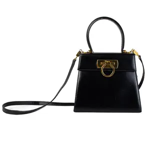 Pre-owned SALVATORE FERRAGAMO Leather Shoulder Bags Ferragamo Black Gancini 2way Bag E26022206