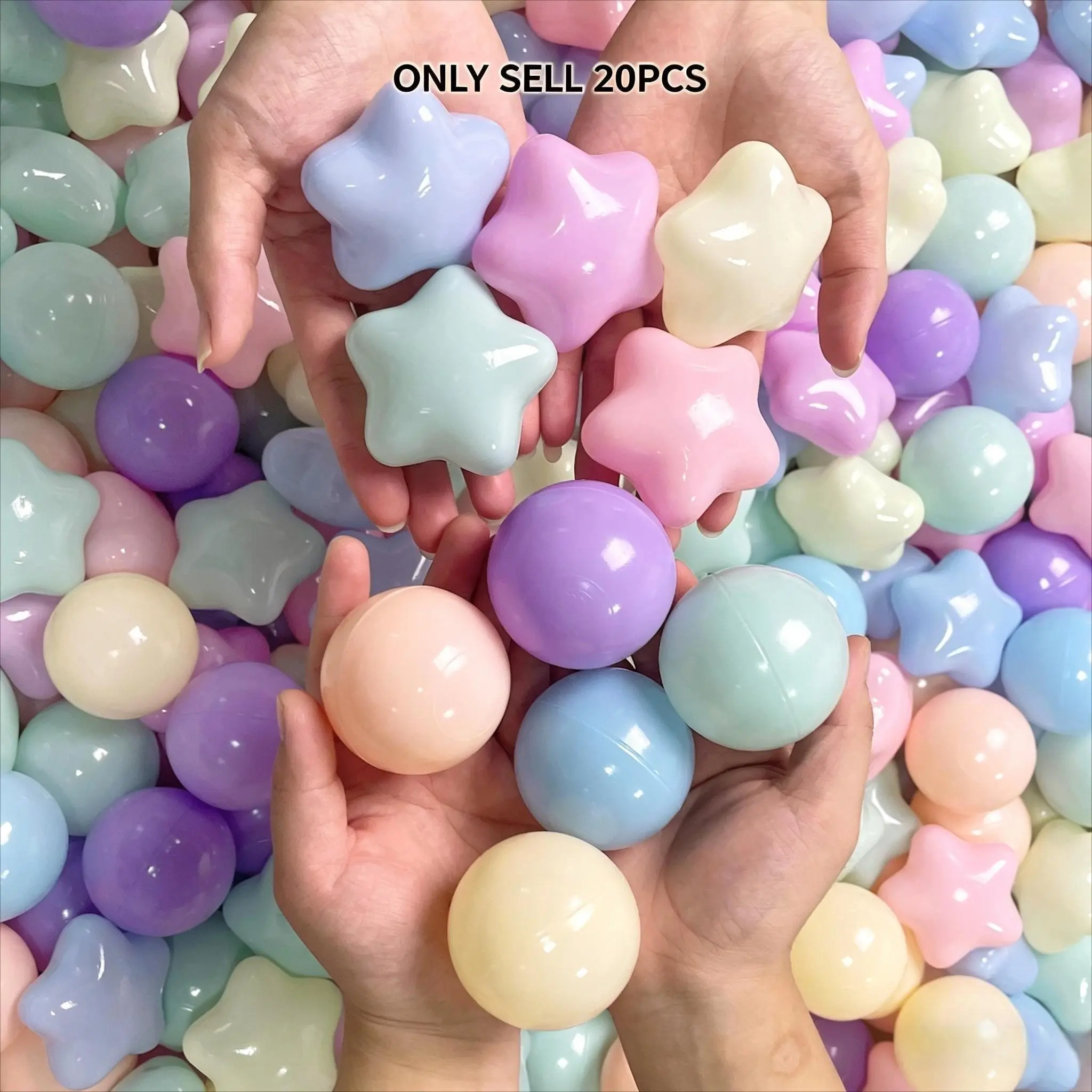 20pcs  Soft Plastic Ball Pool Balls with Star Shapes, BPA-Free Safe Kids Toy Balls for Play Tent, Baby Pool Fun, Party Decorations, Versatile Use, Group Play Sessions, Round, Play Pit Balls